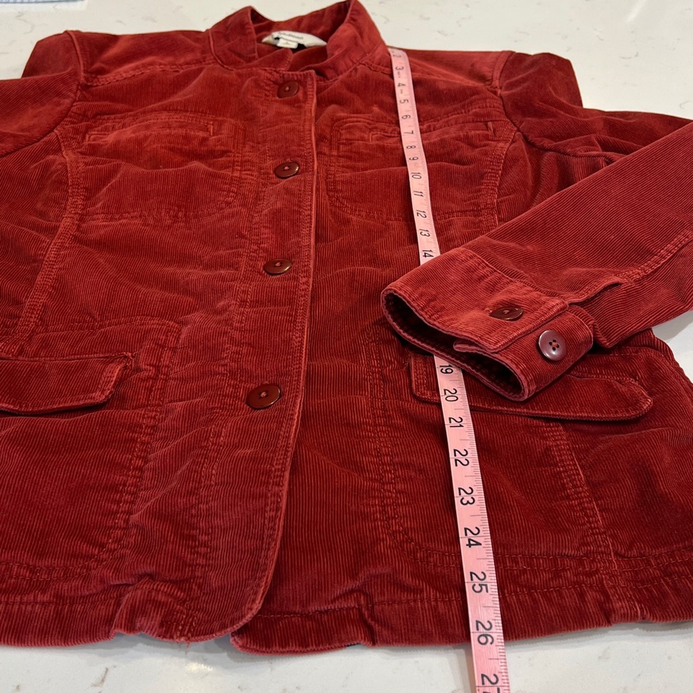 L.L. Bean Deep Rust Red Corduroy Utility Jacket Button Front Size Large - Picture 7 of 7
